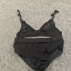 Gucci Black Lace Bralette and Panty Set